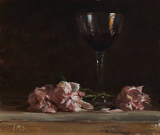 daily painting titled Wine and roses