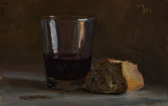 daily painting titled Bread and wine