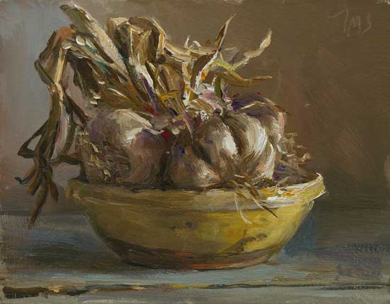 daily painting titled Bowl of garlic