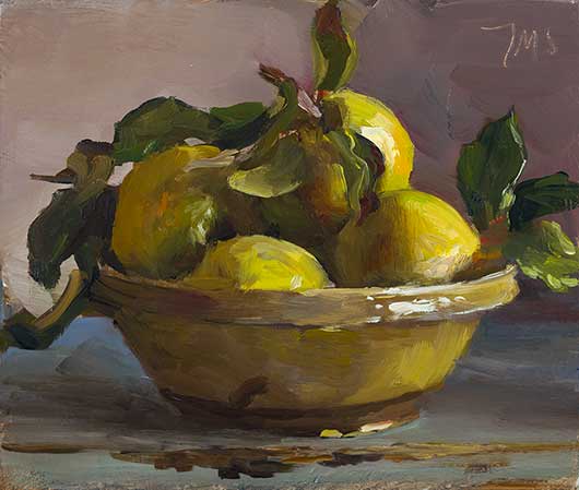 daily painting titled A bowl of quinces