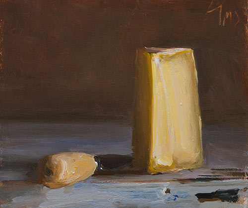 daily painting titled Cheese and knife
