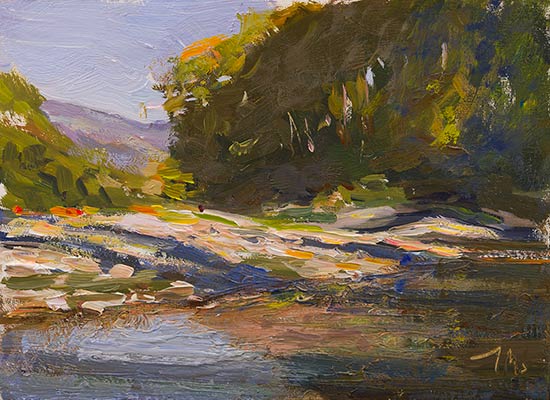 daily painting titled Autumn on the Ouveze
