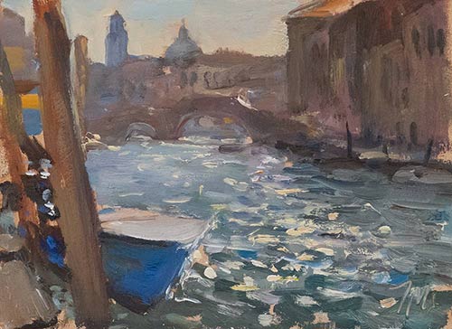 daily painting titled Canale di Canareggio, Tres Archi