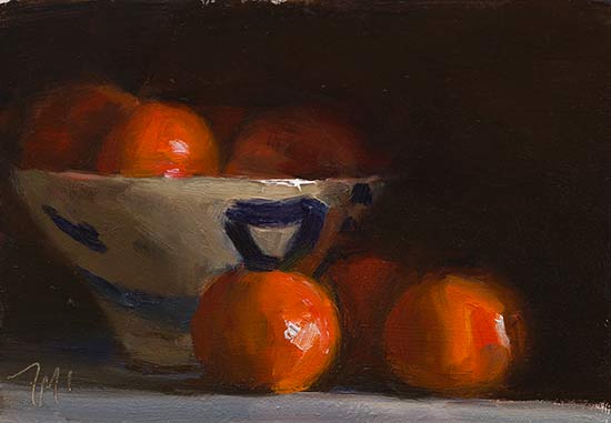 daily painting titled Cup and clementines