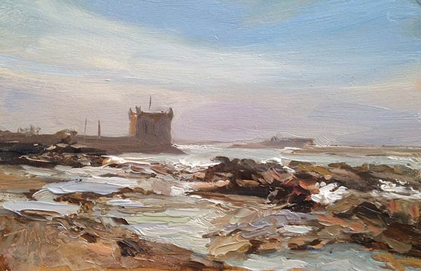 daily painting titled The Citadel Essaouira, morning