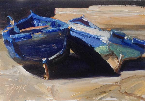 daily painting titled Fishing boats, Essaouira