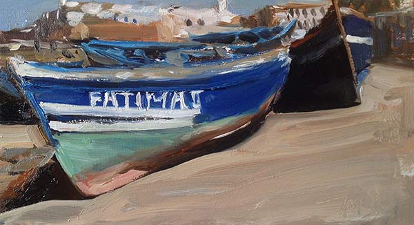 daily painting titled Boats at Essaouira