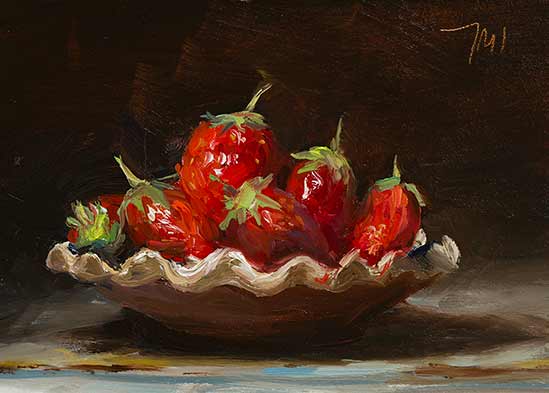 daily painting titled A dish of strawberries