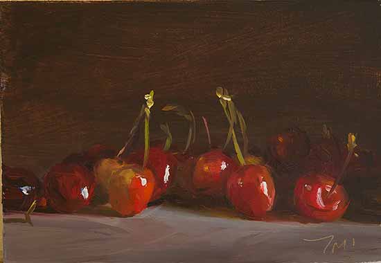 daily painting titled First cherries