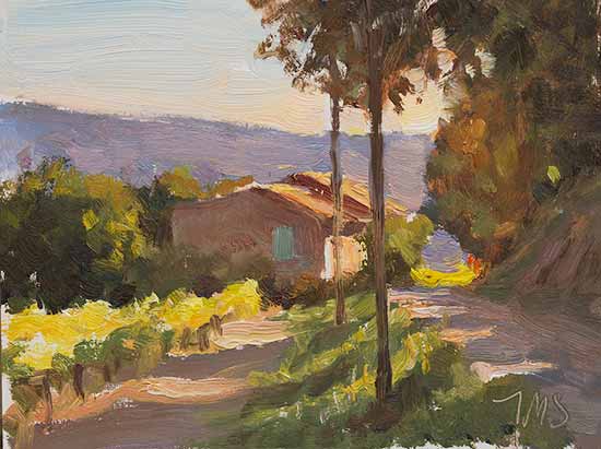 daily painting titled Evening near Entrechaux