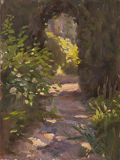 daily painting titled Path to the herb garden, la Madelene