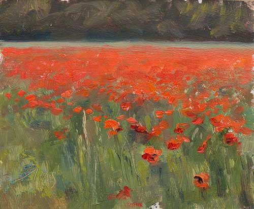 daily painting titled Poppyfield study