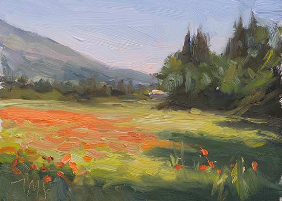 daily painting titled Morning poppy field