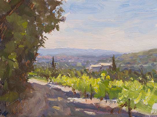 daily painting titled Midday, midsummer's day - towards les Alpilles