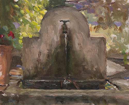 daily painting titled Fountain at la Madelene