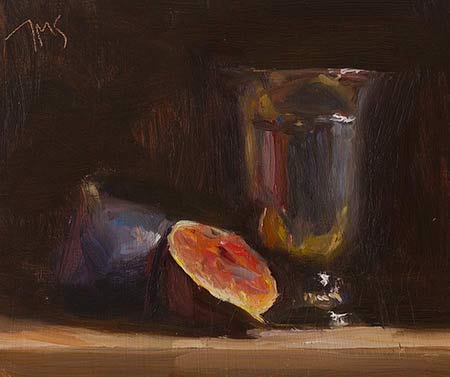 daily painting titled Figs and silver goblet