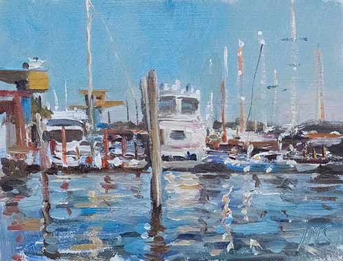 daily painting titled Boatyard on the lagoon