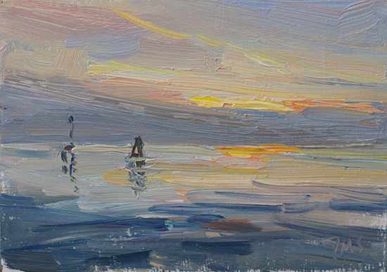 daily painting titled Evening on the lagoon