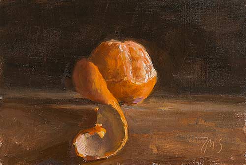 daily painting titled Peeled clementine