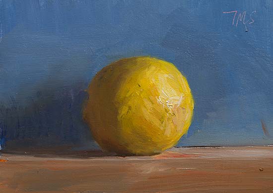 daily painting titled Lemon with blue background