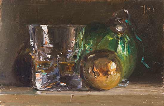 daily painting titled Whisky and baubels