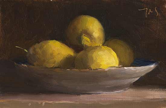 daily painting titled Bowl of lemons