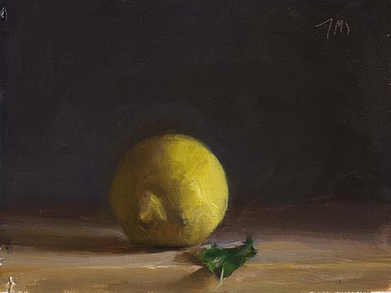 daily painting titled Lemon and leaf