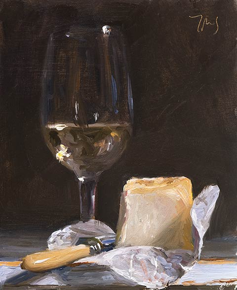 daily painting titled White wine and cheese