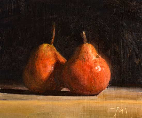 daily painting titled Two red pears