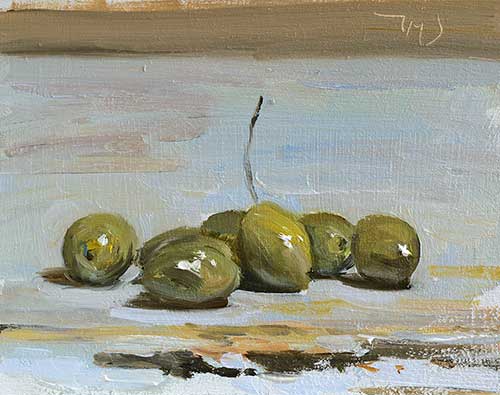 daily painting titled Picholine olives