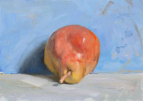 daily painting titled Pear on a blue background