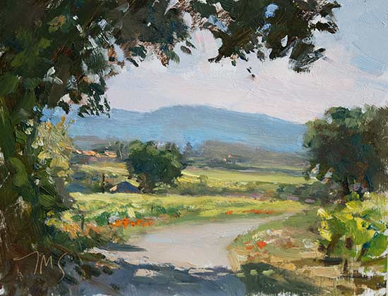 daily painting titled Vineyards at Flassan