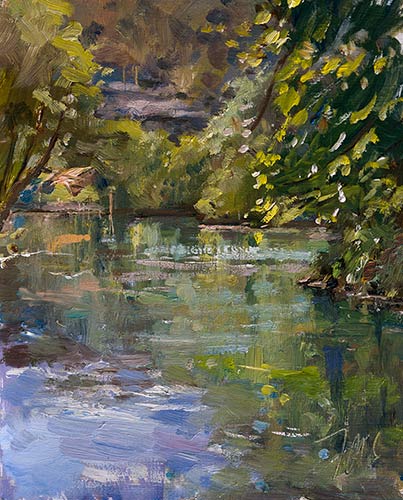daily painting titled The Sorgue at Fontaine de Vaucluse