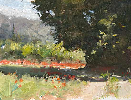 daily painting titled Track with poppies