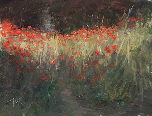 daily painting titled Poppies study #2
