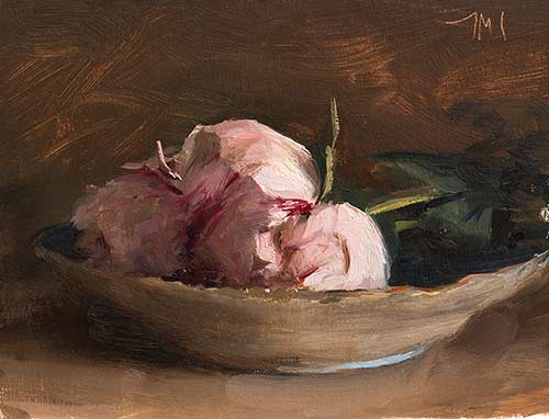 daily painting titled Peonies and bowl