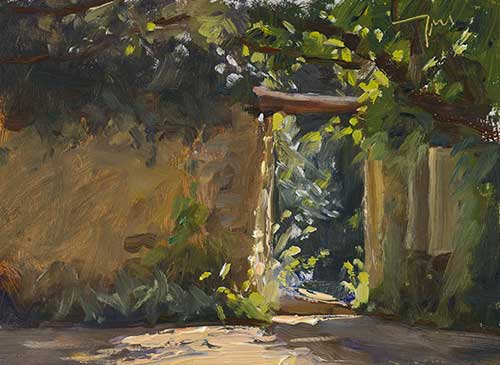 daily painting titled Courtyard at la Madelene