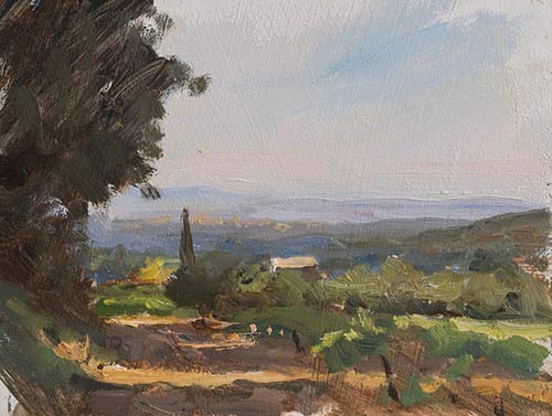 daily painting titled Towards les Alpilles
