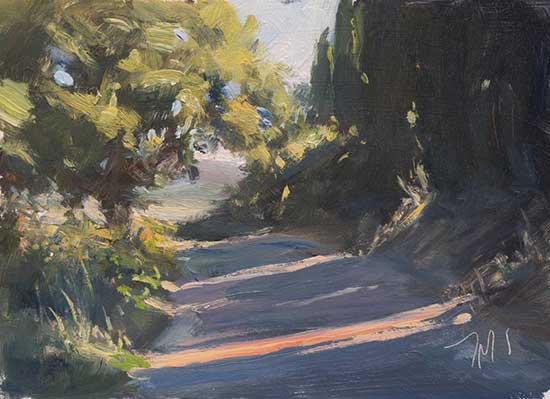 daily painting titled Chemin du matin