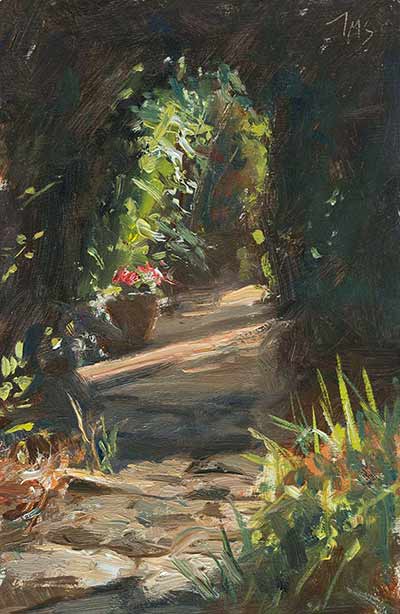 daily painting titled Path through the herb garden