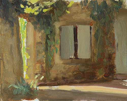 daily painting titled Courtyard at la Madelene