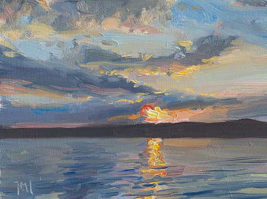 daily painting titled Sunset over Yarmouth, ME