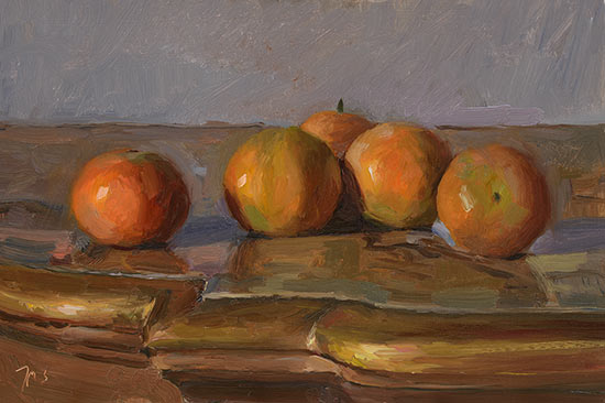 daily painting titled Venetian still life with clementines