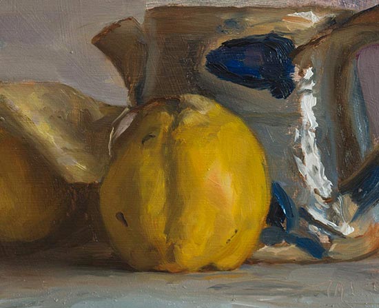 daily painting titled Quinces and teapot