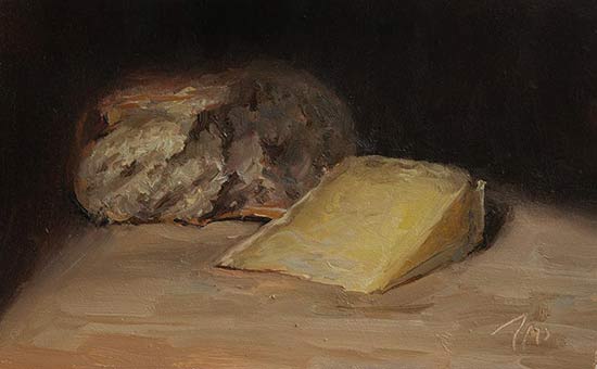 daily painting titled Bread and Cantal