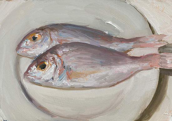 daily painting titled Two fish on a plate