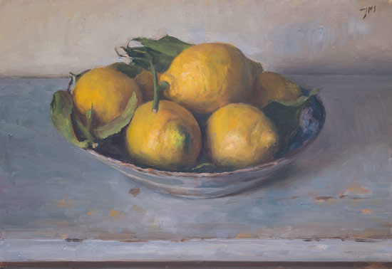 daily painting titled A bowl of lemons