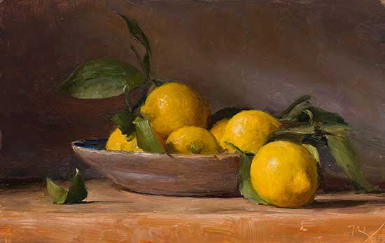 daily painting titled Still life with lemons