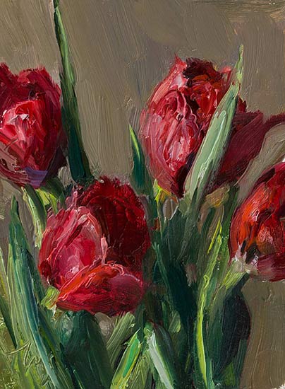 daily painting titled Red tulips