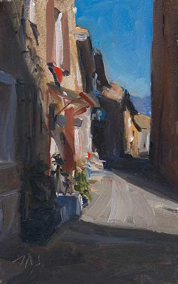daily painting titled Midday street, Flassan